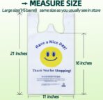 0.8Mil(20 Microns), 100 Count, Plastic Bags with Handles, T-Shirt bags, Thank You bags, Shopping Bag, Grocery Bag, |for Store, Carry, Pack|, White, 1/6 Barrel, Large 11"x6"x21", Heavy Duty - Image 4