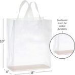 Purple Q Crafts Frosted Plastic Gift Bags 50 Pack 8" x 10" x 4" Clear Frosted Bags with Soft Loop Handles and Cardboard Insert for Gifts Retail and More - Image 4