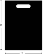 Purple Q Crafts Plastic Bag with Die Cut Handle 9" x 12" Black 100 Pack Plastic Merchandise Bags - Image 3