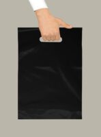 Purple Q Crafts Plastic Bag with Die Cut Handle 9" x 12" Black 100 Pack Plastic Merchandise Bags - Image 4