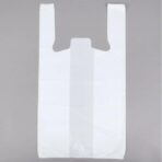 [50 Count] White HDPE T Shirt Bags with Handles – Heavy Duty 26 Micron (≈1 Mil) 11" x 6" x 21" (1/6 BBL) – Recyclable Takeout & Grocery Carryout Bags for Restaurants, Food Trucks, Bakeries & Retail - Image 5