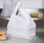 [50 Count] White HDPE T Shirt Bags with Handles – Heavy Duty 26 Micron (≈1 Mil) 11" x 6" x 21" (1/6 BBL) – Recyclable Takeout & Grocery Carryout Bags for Restaurants, Food Trucks, Bakeries & Retail - Image 6