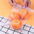 FERENLI 100 Pack Resealable Clear Food Storage Bags with Color Top Seal Thick Plastic Poly Bag with Zipper for Dry Food Snacks Organization (Fully Transparent, 3.15x4.72 inch (8x12 cm)) - Image 4