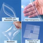 FERENLI 100 Pack Resealable Clear Food Storage Bags with Color Top Seal Thick Plastic Poly Bag with Zipper for Dry Food Snacks Organization (Fully Transparent, 3.15x4.72 inch (8x12 cm)) - Image 5