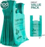 Stock Your Home Eco Grocery Bags Disposable T-Shirt Thank You Bag with Handles for Supermarket, Groceries, Produce, Shopping - Image 3
