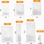 300 PCS Clear Flat Cellophane Treat Bags with 3x5",4x6",5x7",6x9",2x10",5x11",Treat Bags with Ties are Good for Pretzel Rods,Bakery, Cookies, Candies,Dessert. - Image 3