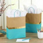Hallmark 13" Large Paper Gift Bags (Pack of 6 - Turquoise & Kraft) for Birthdays, Easter, Weddings, Mother's Day, Baby Showers, Bridal Showers or Any Occasion - Image 3