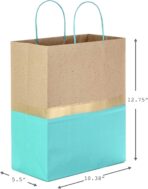 Hallmark 13" Large Paper Gift Bags (Pack of 6 - Turquoise & Kraft) for Birthdays, Easter, Weddings, Mother's Day, Baby Showers, Bridal Showers or Any Occasion - Image 4