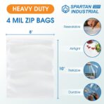 Spartan Industrial - 8” X 10” (100 Count) 4 Mil Heavy Duty Clear Plastic Reclosable Zip Poly Bags with Resealable Lock Seal Zipper - Image 3
