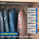 60-Pack Dry Cleaning Bags for Clothes 40-Inch Long - Clear Plastic Garment Bags for Hanging Clothes, Dry Cleaner Plastic Clothing Cover for Suits, Coat, Shirt, & Pants - Image 9