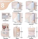 10 Set/8 Set Packing Cubes for Travel, Gifts for Women Mom,Anti-Tearing Suitcase Organizer for Luggage with Shoe & Hanging Toiletry Bag,OlarHike Vacation Essentials & Accessories for Cruise Ship,Cream - Image 3