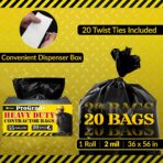Reli. Contractor Garbage Bags 55 Gallon | 20 Trash Bags | Heavy Duty | Black Contractor - Image 3