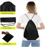CAIHONG 100 Pack Drawstring Backpack Black Bulk Drawstring Bags Nylon String Backpack Gym Cinch Sack Backpack Sport Bag Draw String Party Bags for Men or Women - Image 3