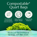 Cleanomic Compostable* Quart Size Food Storage Bags (25 Eco Zip) Freezer and Leak Proof, Also Available Gallon, Snack and Sandwich Size Bags - Image 3