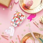 Aodaer 100 Pieces 10.6 x 5.1 In White Cellophane Bags Plastic Candy Gift Bag Cellophane Treat Bags with Twist Ties Stripes Polka Dot Printed Pattern Goodie Bag for Birthday Weddings Party Favors - Image 6