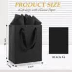 Epoesch Black Small Gift Bags with Handles and Tissue Paper, 8x5x10 Inch 4 Pack Paper Bags for Men, Women, Birthdays Party, Baby Showers, Weddings, Valentine's Day, Easter, Anniversaries (Black small - 4Pcs) - Image 3