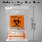 50pcs Biohazard Specimen bags, 6x9in/15x25cm Printed with Biohazard logo, Laboratory Sample Ziplock Top Bag - Image 3