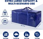 8 Pack Extra Heavy Duty Large Moving Bags with Strong Zipper & Carrying Handles, Sturdy Clothes Storage Bags Totes Bins, Packing Bag Move Boxes College Moving Supplies, Dark Blue - 24 gal - Image 3
