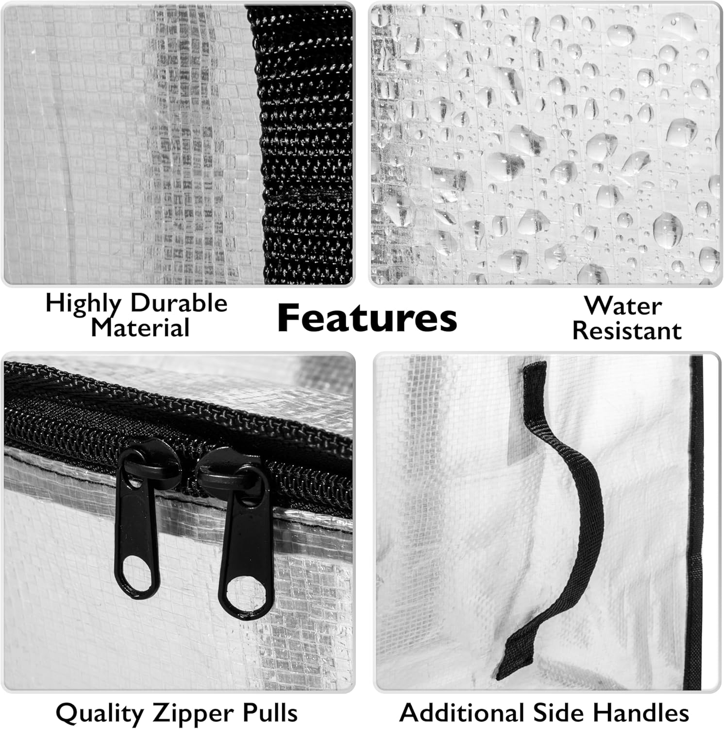 ClearSpace Oversized Moving Bags or Storage Bag – Large Moving Boxes with Backpack Straps, Zippers & Handles – Heavy-Duty Packing Bags for Moving, College Dorm, Christmas Decorations, 6 Pack - Image 4