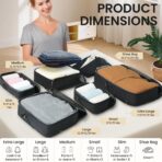 BAGAIL 4 Set/6 Set/8 Set Compression Packing Cubes Travel Accessories Expandable Packing Organizers (Half Mesh, 6-Black) - Image 3