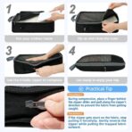 BAGAIL 4 Set/6 Set/8 Set Compression Packing Cubes Travel Accessories Expandable Packing Organizers (Half Mesh, 6-Black) - Image 4