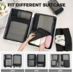 BAGAIL 4 Set/6 Set/8 Set Compression Packing Cubes Travel Accessories Expandable Packing Organizers (Half Mesh, 6-Black) - Image 8