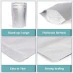 50 Pack 7.8 Mil 4''x6'' Mylar Bags for Long-term Food Storage with 50 Labers, Resealable Smell Proof Heat Sealable Bags for edible packaging, Strong Sealing Stand-up Foil Pouch Bag for Tea Dry Food - Image 4
