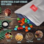 50 Pack 7.8 Mil 4''x6'' Mylar Bags for Long-term Food Storage with 50 Labers, Resealable Smell Proof Heat Sealable Bags for edible packaging, Strong Sealing Stand-up Foil Pouch Bag for Tea Dry Food - Image 6