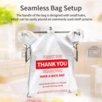 White Thank You Plastic Bags, 100 Pack Reusable & Disposable Grocery Shopping Bags with Handles-11.5"x6.5"x21" T-Shirt Bag, Eco-Friendly for Small Business & Supermarket Use - Image 6