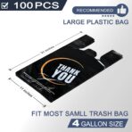 YoYoRain 100 Count Plastic Bags - Black T Shirt Bags with Handle for Retail Shopping and Supermarket Use - Image 3