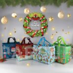 PARSUP 8PCS Christmas Gift Bags, Non-Woven Tote Treat Christmas Bags with Handles for Gifts Wrapping Shopping, Xmas Party Supplies, 12.8"×9.8"×6.7" - Image 5