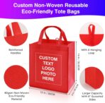 Custom Tote Bags 100/200 Pack Personalized Bulk Customizable Grocery Bags, Customized Reusable Shopping Bags with Logo Text, Handles, For Promotional Items, Business Branding Trips Mall Fair | Water-Resistant - Image 5