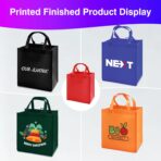 Custom Tote Bags 100/200 Pack Personalized Bulk Customizable Grocery Bags, Customized Reusable Shopping Bags with Logo Text, Handles, For Promotional Items, Business Branding Trips Mall Fair | Water-Resistant - Image 8