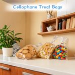Gewutho 100 Pack Cellophane Bags, 6×10-Inch Clear Cellophane Gift Bags with 100 Gold Twist Ties Included, Plastic Packaging Bags Ideal for Wrapping Cookies, Candies, Party Favors, and Popcorn - Image 4