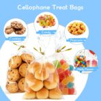 Gewutho 100 Pack Cellophane Bags, 6×10-Inch Clear Cellophane Gift Bags with 100 Gold Twist Ties Included, Plastic Packaging Bags Ideal for Wrapping Cookies, Candies, Party Favors, and Popcorn - Image 7
