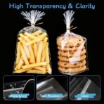 Gewutho 100 Pack Cellophane Bags, 6×10-Inch Clear Cellophane Gift Bags with 100 Gold Twist Ties Included, Plastic Packaging Bags Ideal for Wrapping Cookies, Candies, Party Favors, and Popcorn - Image 8