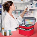 Mancro Dual Layers Medicine Organizer Bag, Pill Bottle Organizer Storage with Lockable Zipper, Medication Travel Bag for Pills, Vitamins, Medical Supplies for Home Storage, Travel - Image 8