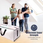 8 Pack Large Strong Moving Bags with Zippers & Carrying Handles - Water-Resistant - Heavy Duty Storage Tote for Space Saving, Fold Flat, Alternative to Moving Box (Semi-Transparent) - Image 6