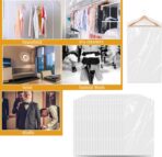 20 Pack Garment Bags for Hanging Clothes Plastic Garment Bags Clear Clothes Covers Dry Cleaner Bags Hanging Dust-proof Garment Bags for Dry Cleaner, Home Storage, Travel (60x90cm) - Image 8