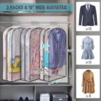 MISSLO 10" Gusseted All Clear Garment Bags for Hanging Clothes 3 Packs 40" Suit Bags for Closet Storage Hanging Clothes Storage Suit Cover for Shirts, Coats, Dresses - Image 3