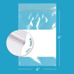 Clear Plastic Reclosable Zip Bags - GPI Case of 1000 4" x 6" 2 mil Thick Strong & Durable Poly Baggies With Resealable Zipper Top Lock & write-on white block, for storage, packaging & shipping - Image 3