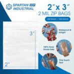 Spartan Industrial - 2” X 3” (1000 Count) 2 Mil Clear Reclosable Zip Plastic Poly Bags with Resealable Lock Seal Zipper - Image 3