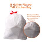 Amazon Basics Flextra Strength Tall Kitchen Drawstring Trash Bags, Fresh Scent, Tear Resistant, 13 Gallon, 50 Count - Image 5
