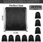 Drawstring Backpack 20Pcs Drawstring Bags, Draw String Back Bag Drawstring Bags Bulk for Sports, Gym, Travel, Swimming, Beach (Black) - Image 3