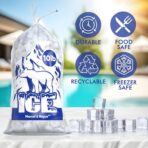 Marcel & Royce Plastic Ice Bags With Drawstring - 10 LB 100 Pack | Clear Cube Bags for Storing Ice | Heavy Duty Bags for Ice Machine | Reusable BPA FREE - Image 4