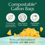 Cleanomic Compostable* Gallon Size Food Storage Bags (25 Eco Zip) Freezer and Leak Proof, Also Available Quart, Snack and Sandwich Bags - Image 3