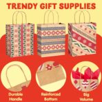 JOYIN 48 PCS Christmas Kraft Bags, Presents Wrapping Goody Treat Candy Bags with Handle Xmas Characters for Christmas Party Favors, Gift Giving, Holidays Decorations, Xmas Treat (7" x 9" x 3.5 ") - Image 3