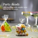 Prestee 200 Pack Clear Cellophane Bags for Favors - Transparent Goodie Bags for Birthday Party, 6x10 Inch Clear Bag with 4-Inch Twist Ties - Candy, Treat, Cookie Bag for Gift Giving - Image 3