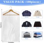 100 Pack Dry Cleaning Plastic Bags, Dry Cleaners Bags for Clothes, Clothes Covers for Home Storage, Travel, Moving (35.4 x 23.6 In) - Image 3