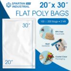 Spartan Industrial - 20” X 30” (200 Count) 2 Mil Heavy Duty Flat Open End Clear Plastic Poly Bags - For Packaging Coats, Bedding, Backpacks (Bags DO NOT Have Seal & DO NOT Have Prints) - Image 3